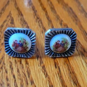 Set of Vintage Handpainted Cufflinks